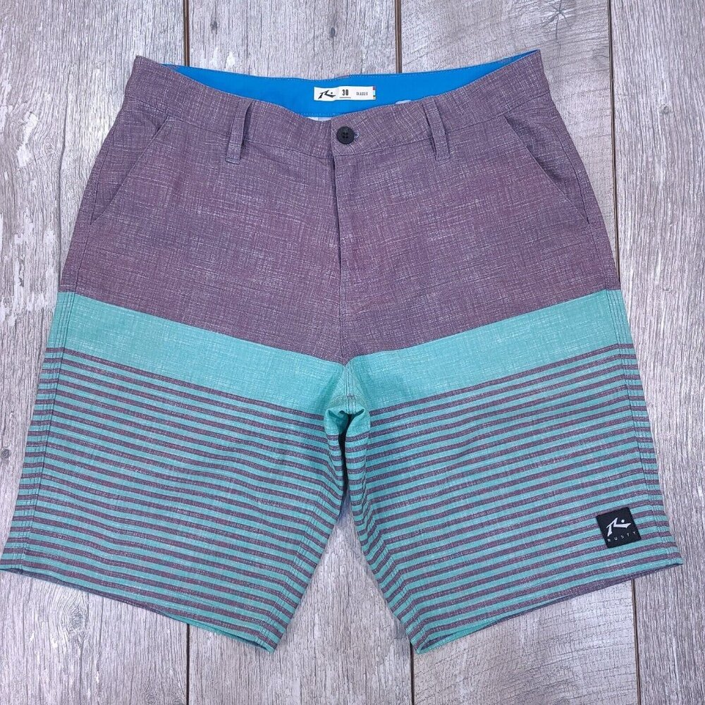 Rusty Mens Board Shorts Size 30 Classic Bermuda Solid Golf Swim Trunks Stretch